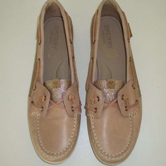 Sperry Top-Sider Womens Tan Leather Gold Sequins Boat Shoe NWOB - Size 11M - Picture 4 of 8